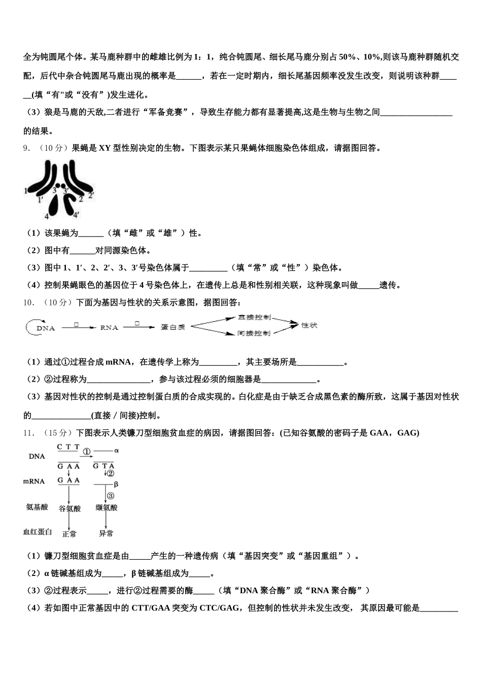 2025年江苏省盐城市大冈初中高一生物第二学期期末达标测试试题含解析_第3页