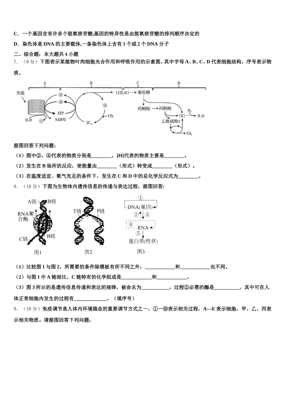 江苏省射阳县盘湾中学、陈洋中学2025届高一下生物期末达标检测试题含解析_第2页