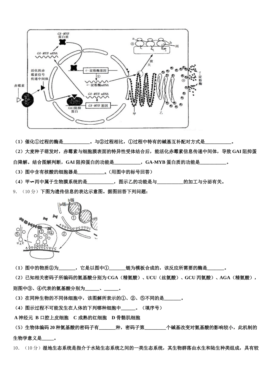 2024-2025学年江苏省宜兴市树人中学高一生物第二学期期末经典模拟试题含解析_第3页
