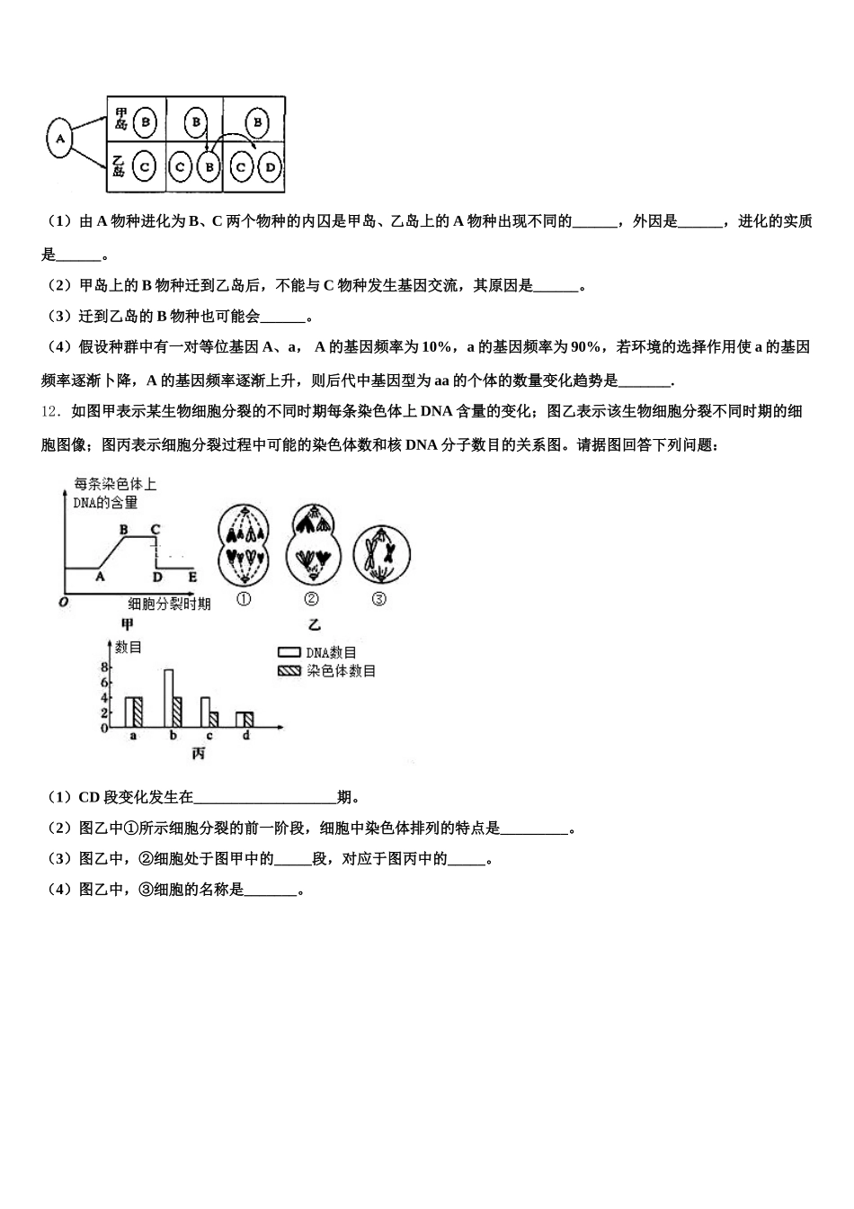 2025年江苏省淮安市淮阴中学生物高一下期末教学质量检测模拟试题含解析_第3页