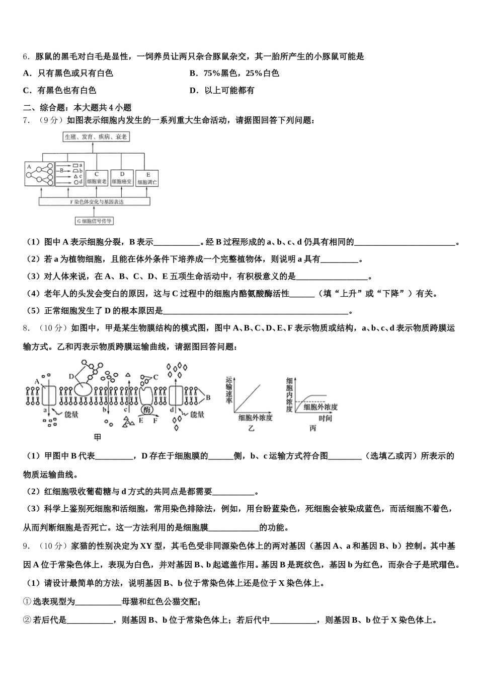 2025年江苏省常州市常州高级中学分校高一生物第二学期期末教学质量检测模拟试题含解析_第2页