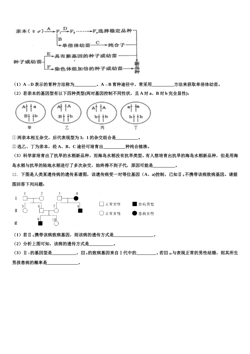 江苏省盐城市龙冈中学2025年高一生物第二学期期末教学质量检测模拟试题含解析_第3页