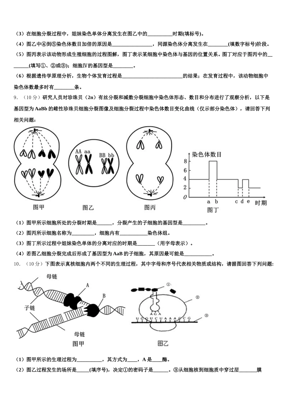 2025届江苏省南通市海安县海安高级中学生物高一下期末调研模拟试题含解析_第3页