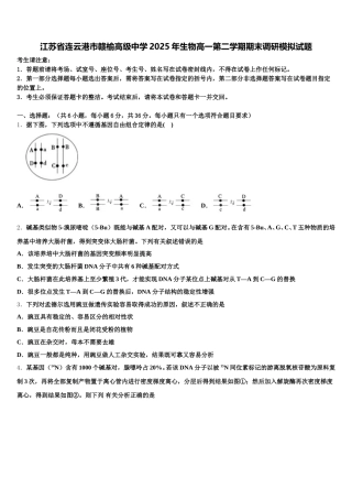 江苏省连云港市赣榆高级中学2025年生物高一第二学期期末调研模拟试题含解析