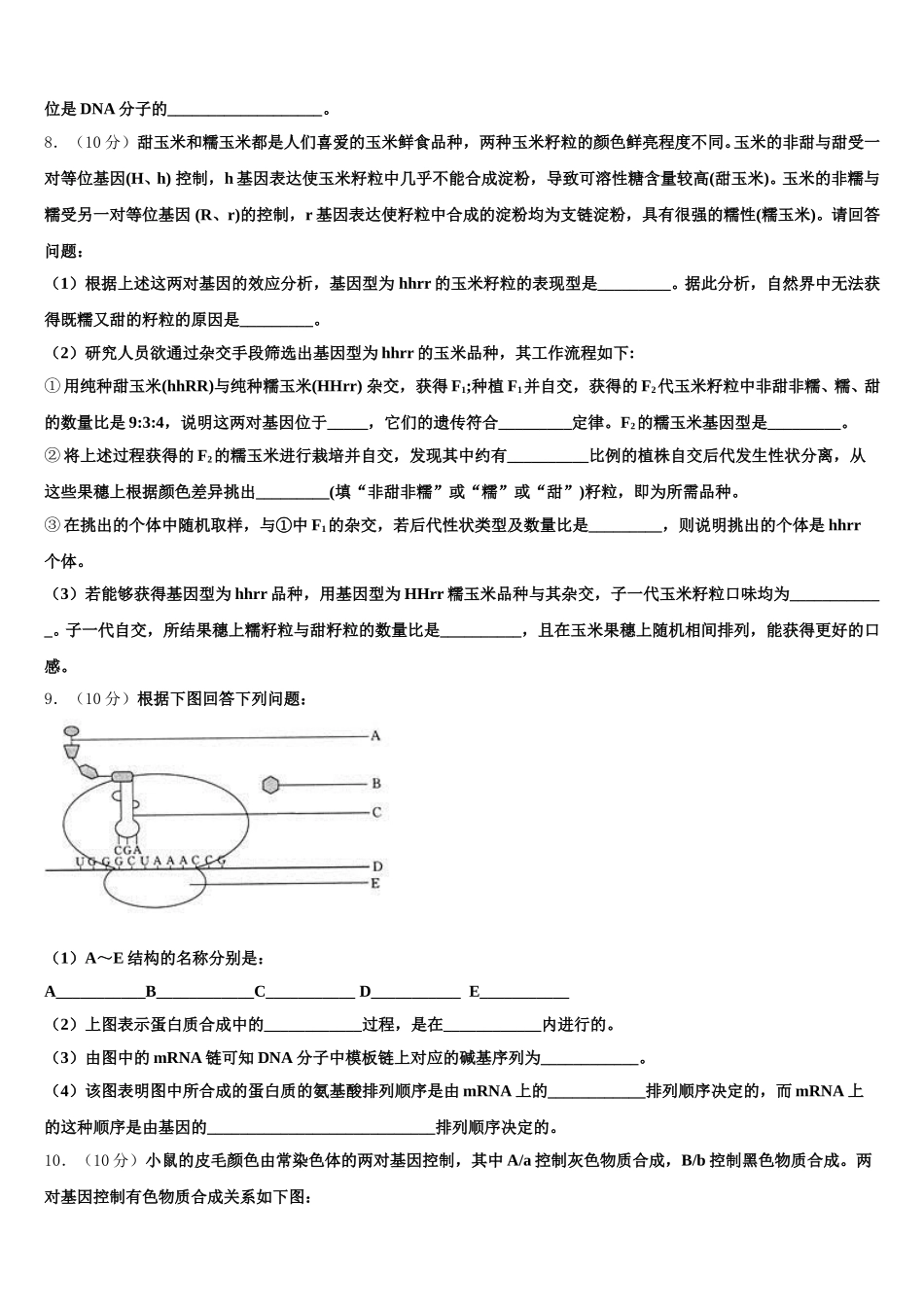 2025年江苏省锡山高级中学生物高一第二学期期末复习检测模拟试题含解析_第3页