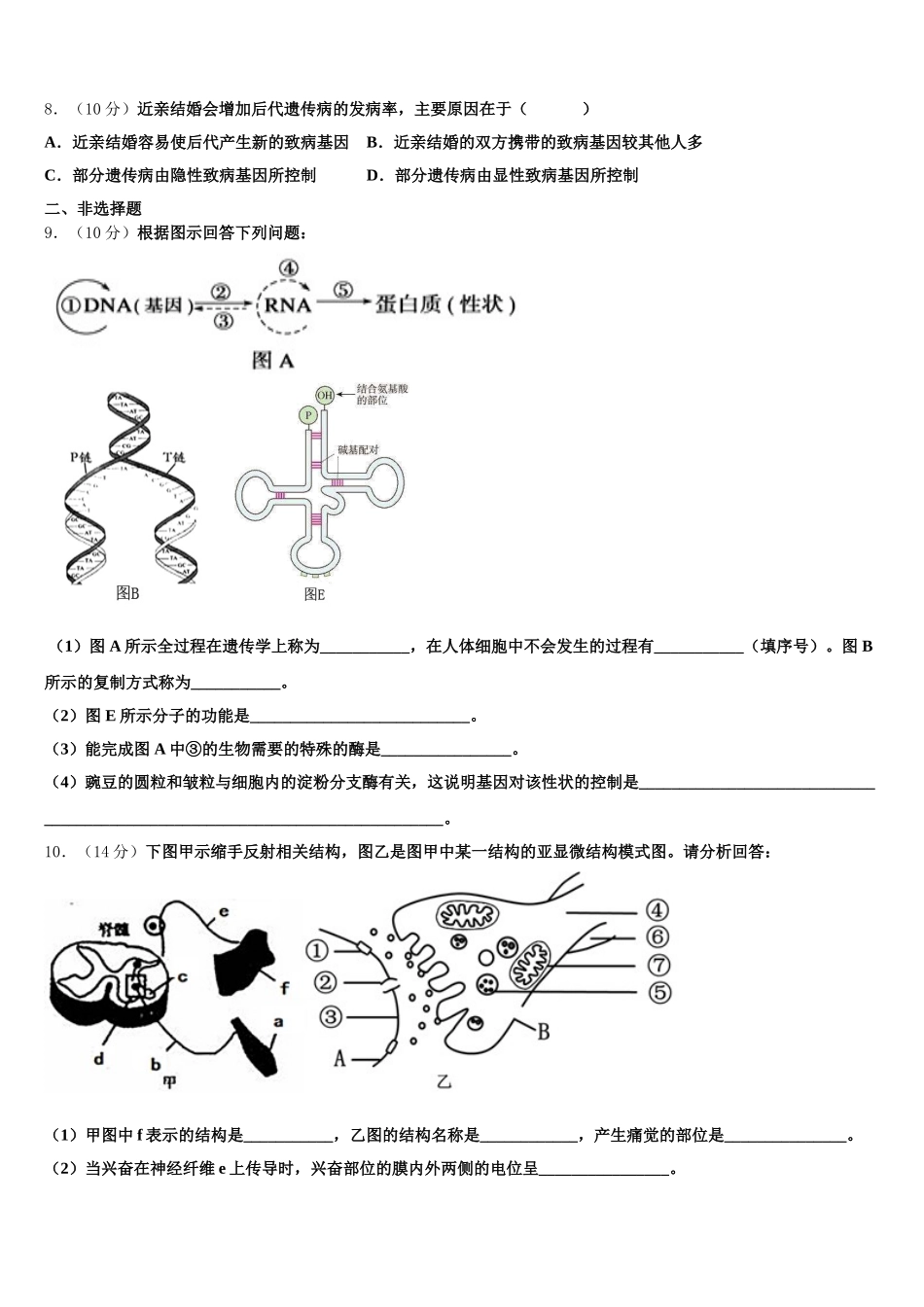 江苏省如东高级中学2025年生物高一下期末教学质量检测试题含解析_第2页