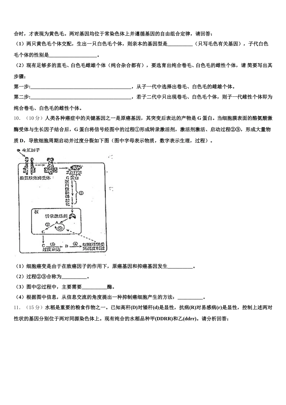 2024-2025学年江苏省泰安市长城中学高一生物第二学期期末教学质量检测模拟试题含解析_第3页