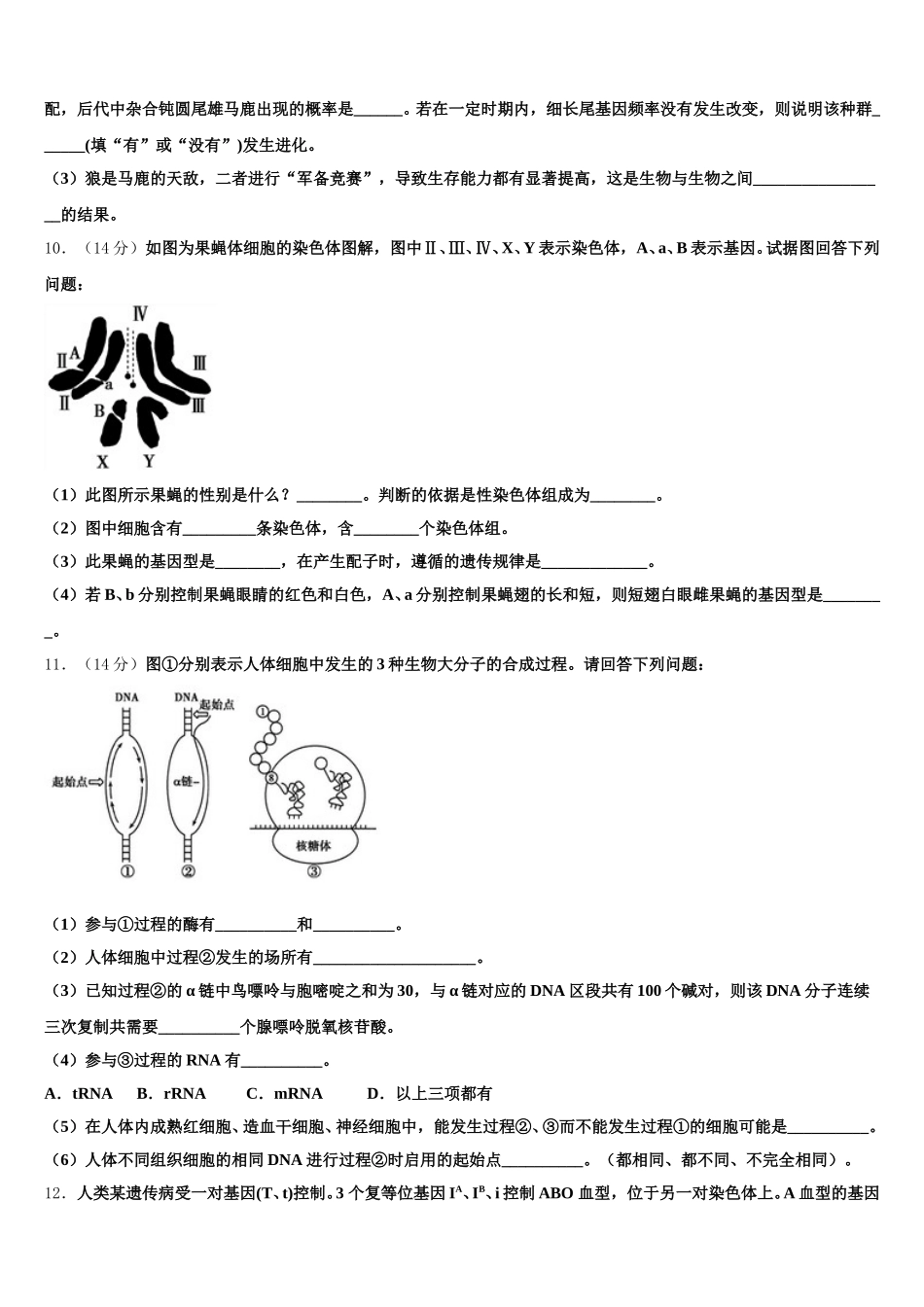 江苏省南京市、盐城市2025届生物高一第二学期期末教学质量检测模拟试题含解析_第3页