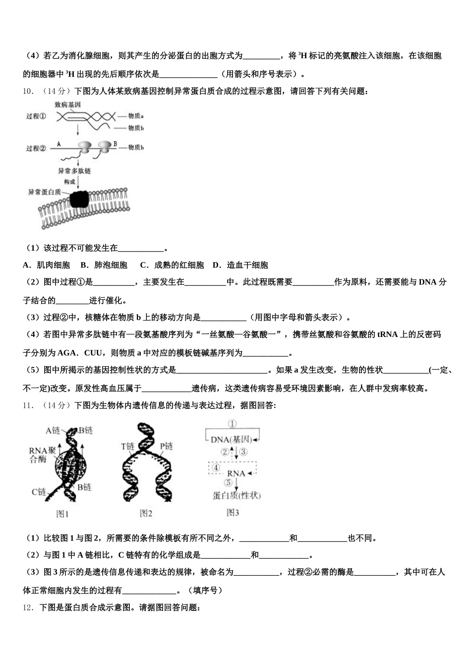 2024-2025学年江苏省南京市天印高级中学生物高一第二学期期末学业水平测试试题含解析_第3页