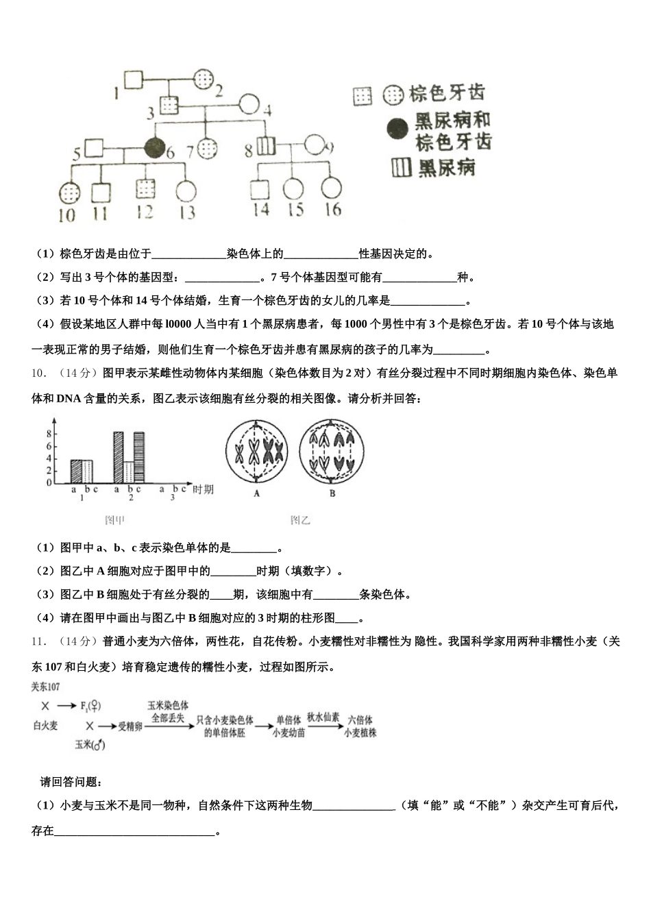 江苏省射阳县盘湾中学、陈洋中学2025届高一生物第二学期期末质量跟踪监视试题含解析_第3页