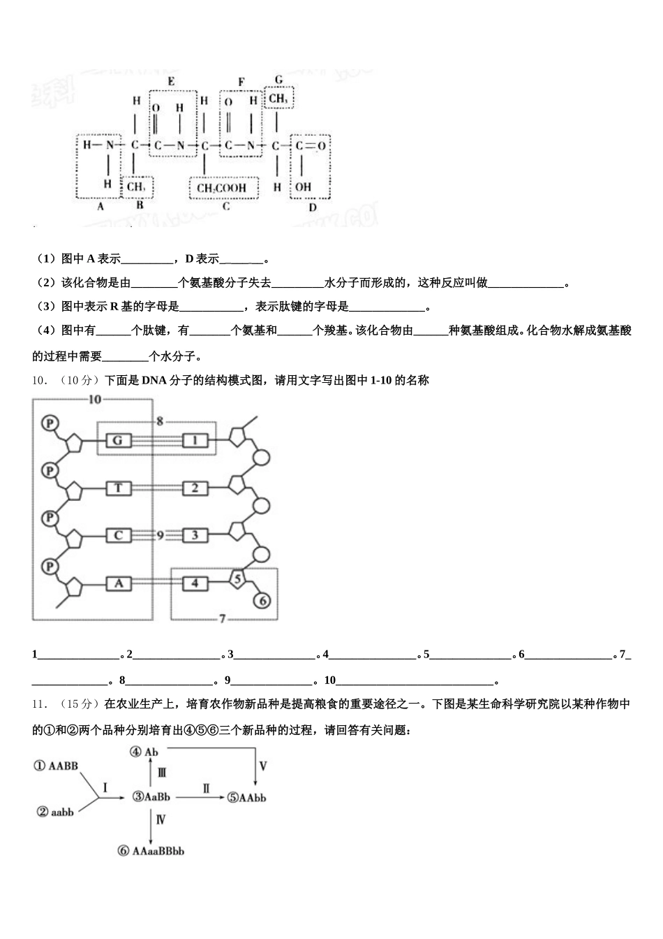 江苏省泰兴市第一高级中学2024-2025学年高一生物第二学期期末检测试题含解析_第3页