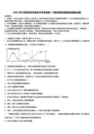 2025年江苏省苏州市第五中学生物高一下期末教学质量检测模拟试题含解析