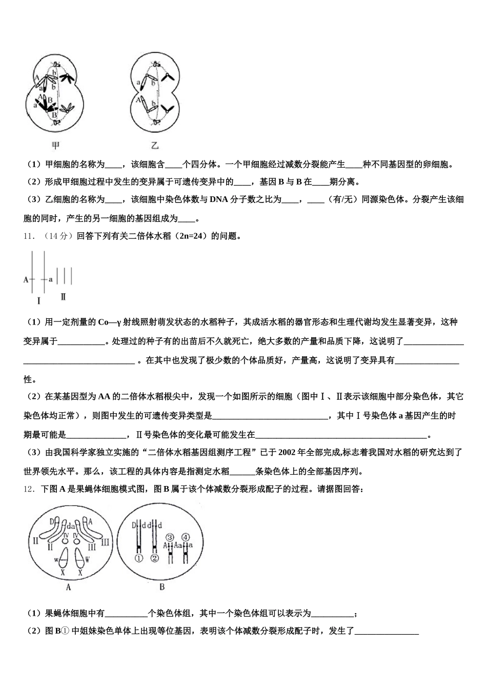 2025年江苏省淮安市生物高一下期末统考模拟试题含解析_第3页