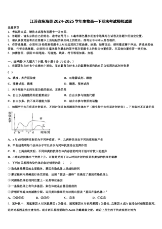 江苏省东海县2024-2025学年生物高一下期末考试模拟试题含解析