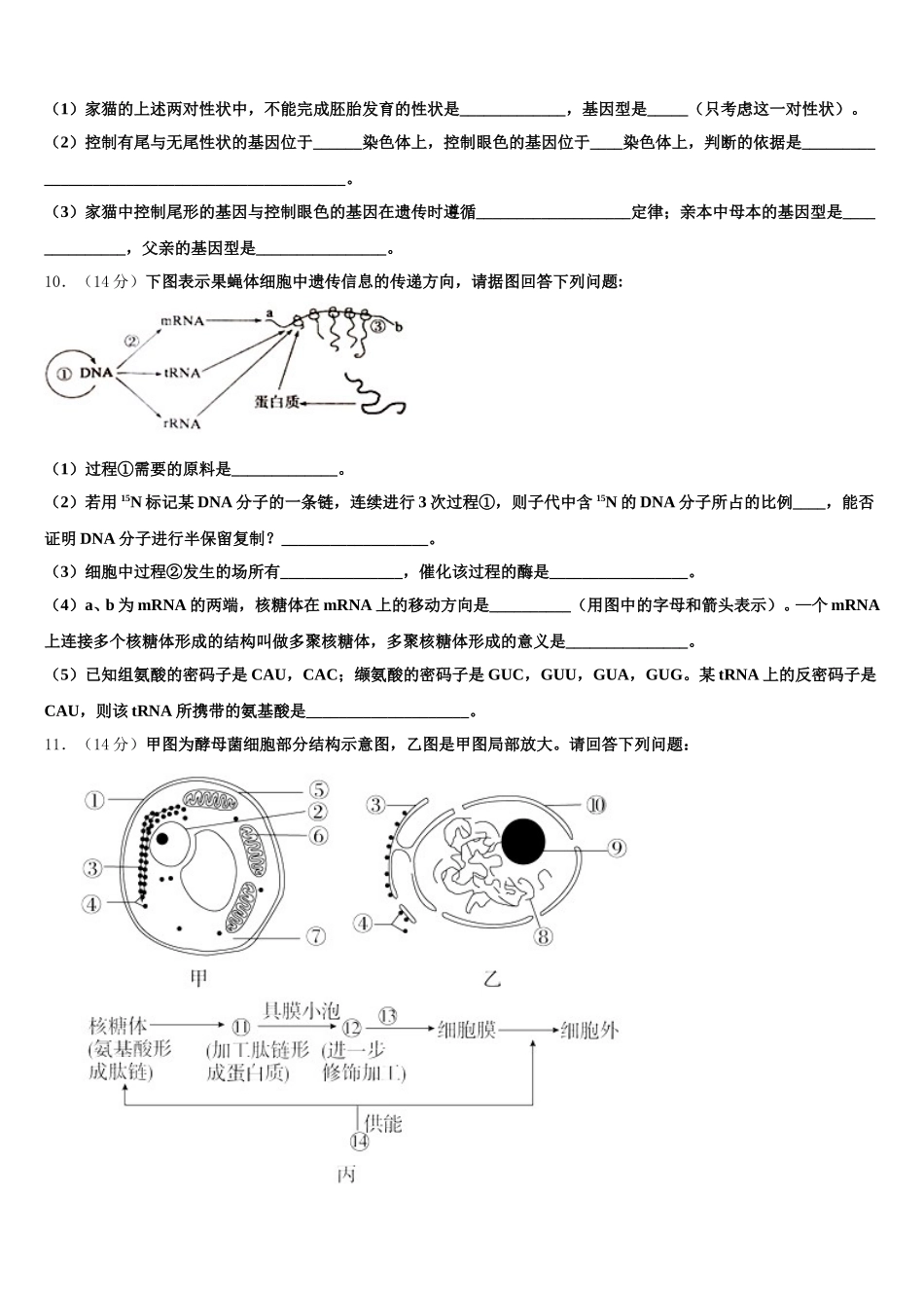 2024-2025学年江苏省新沂市第二中学高一下生物期末考试模拟试题含解析_第3页