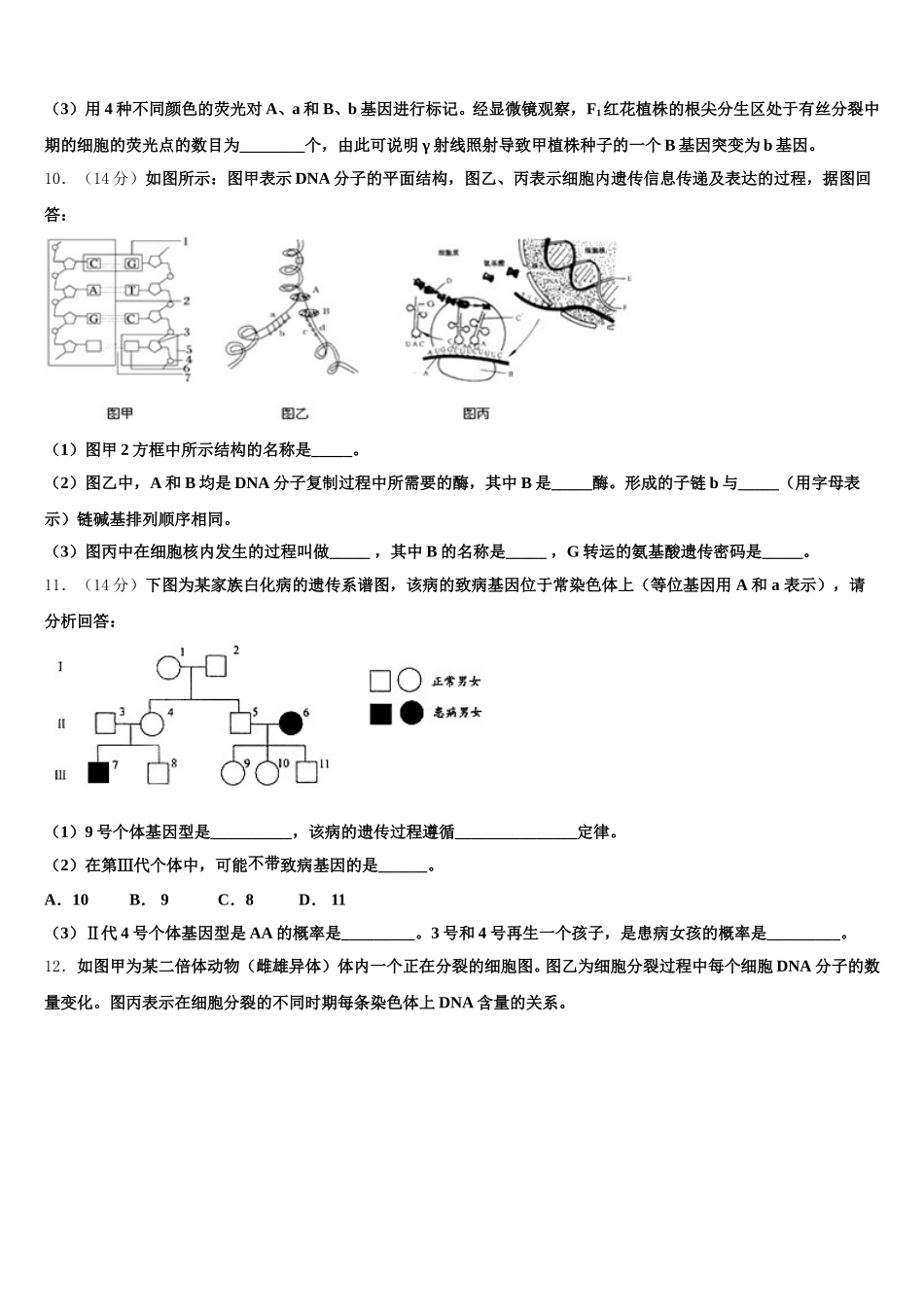 2024-2025学年江苏省海头高级中学高一下生物期末教学质量检测模拟试题含解析_第3页