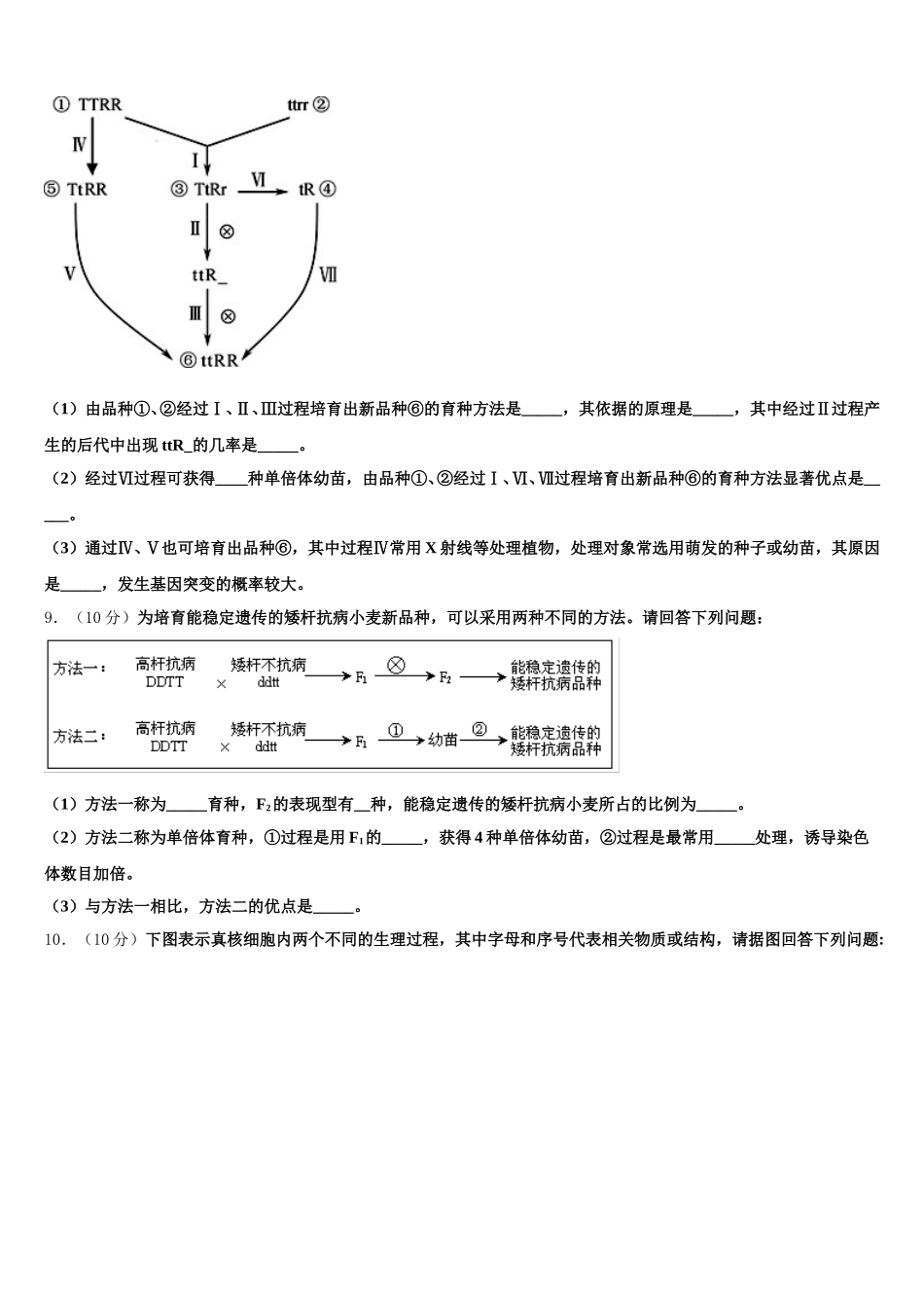 江苏省马坝中学2024-2025学年生物高一下期末联考模拟试题含解析_第3页