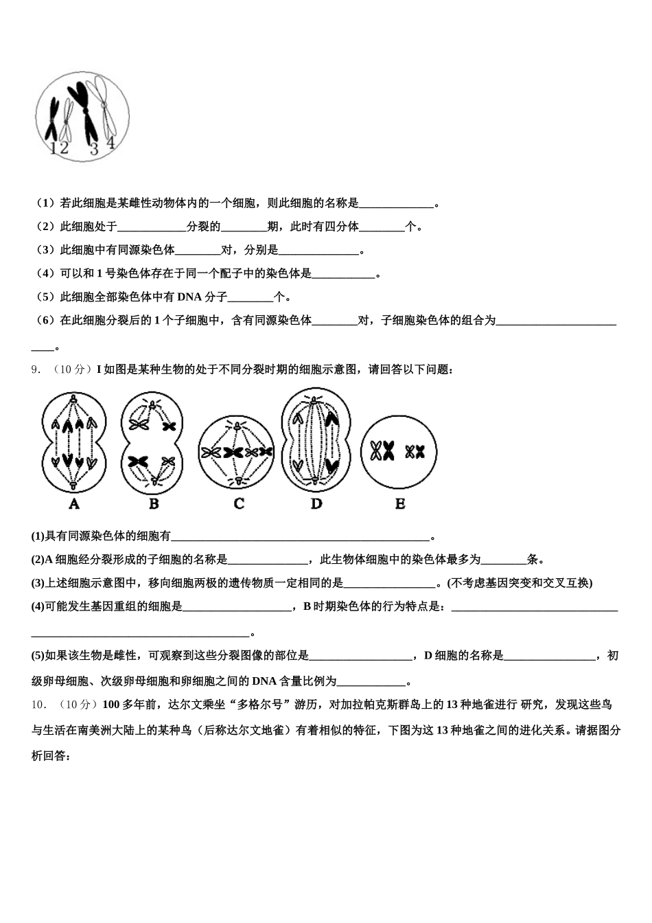 2025届江苏省淮阴中学淮阴中学生物高一第二学期期末教学质量检测模拟试题含解析_第3页