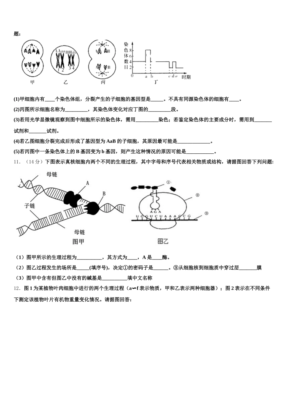2024-2025学年江苏省南京师范大学连云港华杰实验学校生物高一下期末复习检测模拟试题含解析_第3页
