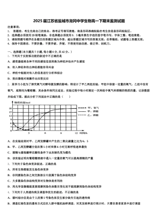 2025届江苏省盐城市龙冈中学生物高一下期末监测试题含解析