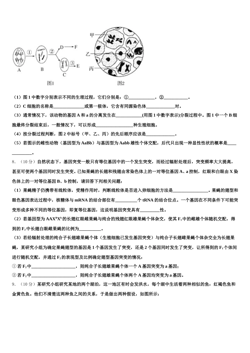 2024-2025学年江苏省江阴市暨阳中学生物高一下期末质量跟踪监视模拟试题含解析_第2页