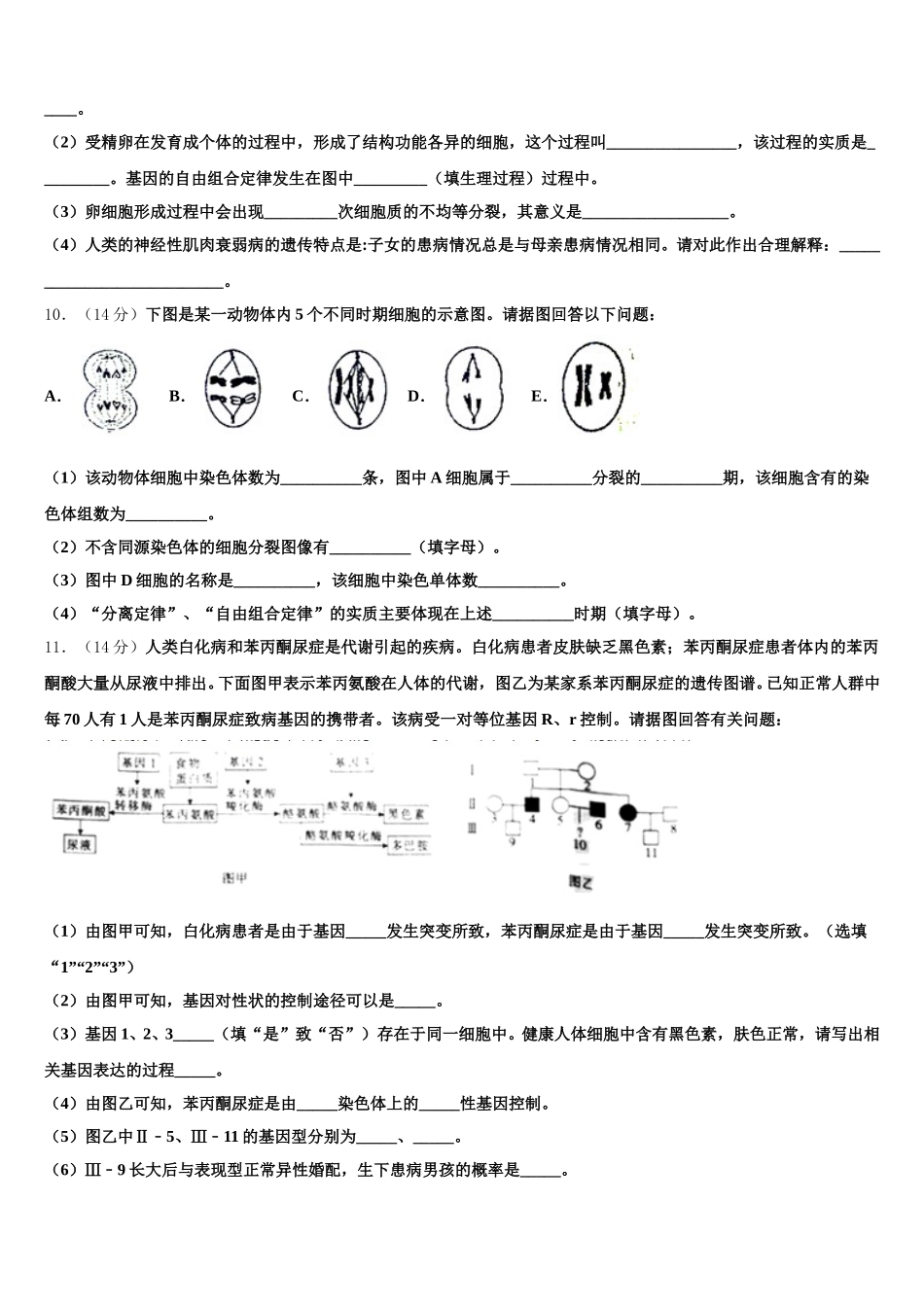 2025年江苏省侯集高级中学高一下生物期末检测模拟试题含解析_第3页
