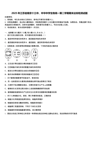 2025年江苏省南京十三中、中华中学生物高一第二学期期末达标检测试题含解析