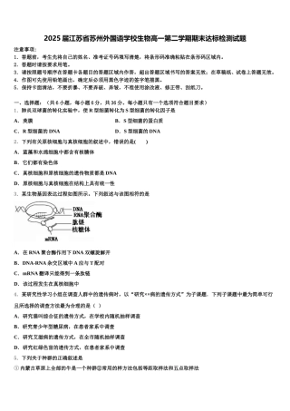 2025届江苏省苏州外国语学校生物高一第二学期期末达标检测试题含解析