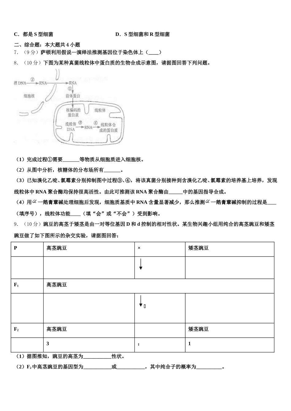 2025届江苏苏州高新区一中高一下生物期末监测模拟试题含解析_第2页