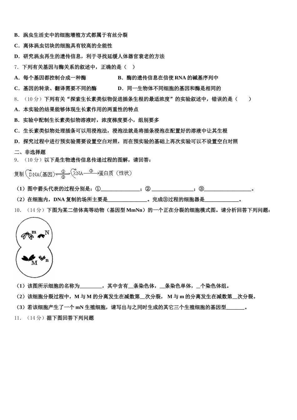 2025年南京外国语学校高一下生物期末达标检测模拟试题含解析_第2页