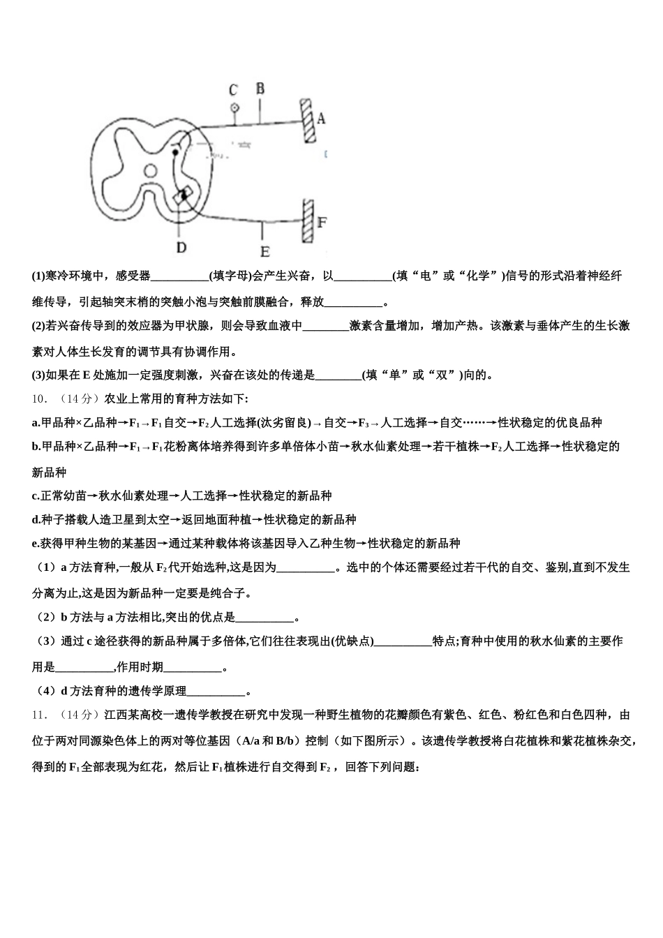 2024-2025学年江苏省海门市东洲国际学校生物高一第二学期期末复习检测模拟试题含解析_第3页