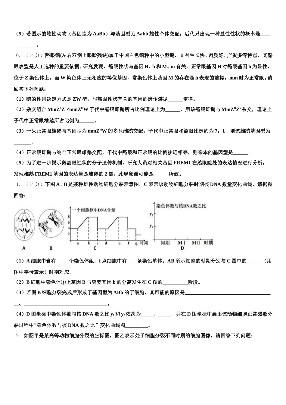 2025届江苏省邗江中学生物高一第二学期期末联考试题含解析_第3页