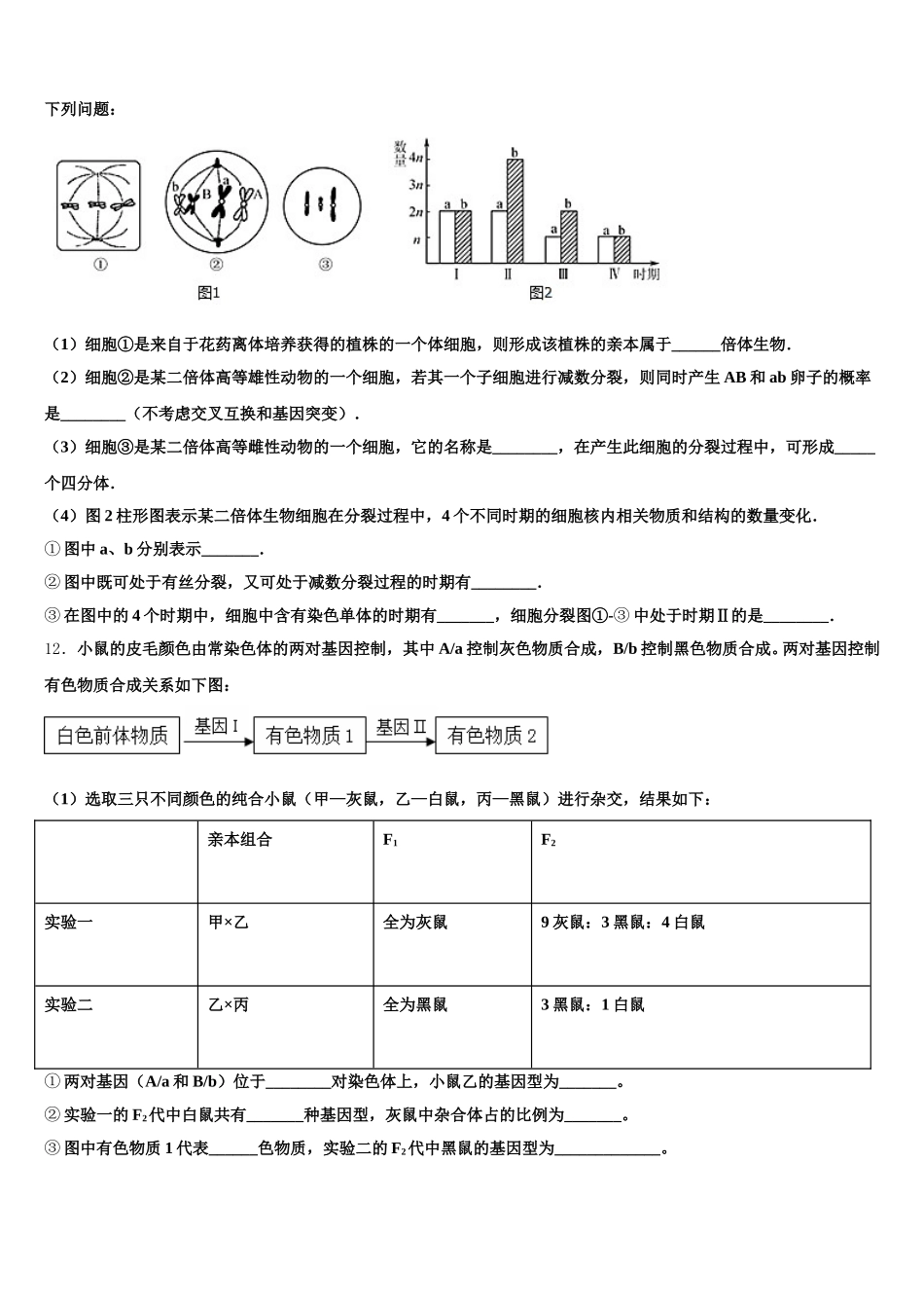 2024-2025学年江苏省灌云县四队中学生物高一第二学期期末教学质量检测试题含解析_第3页