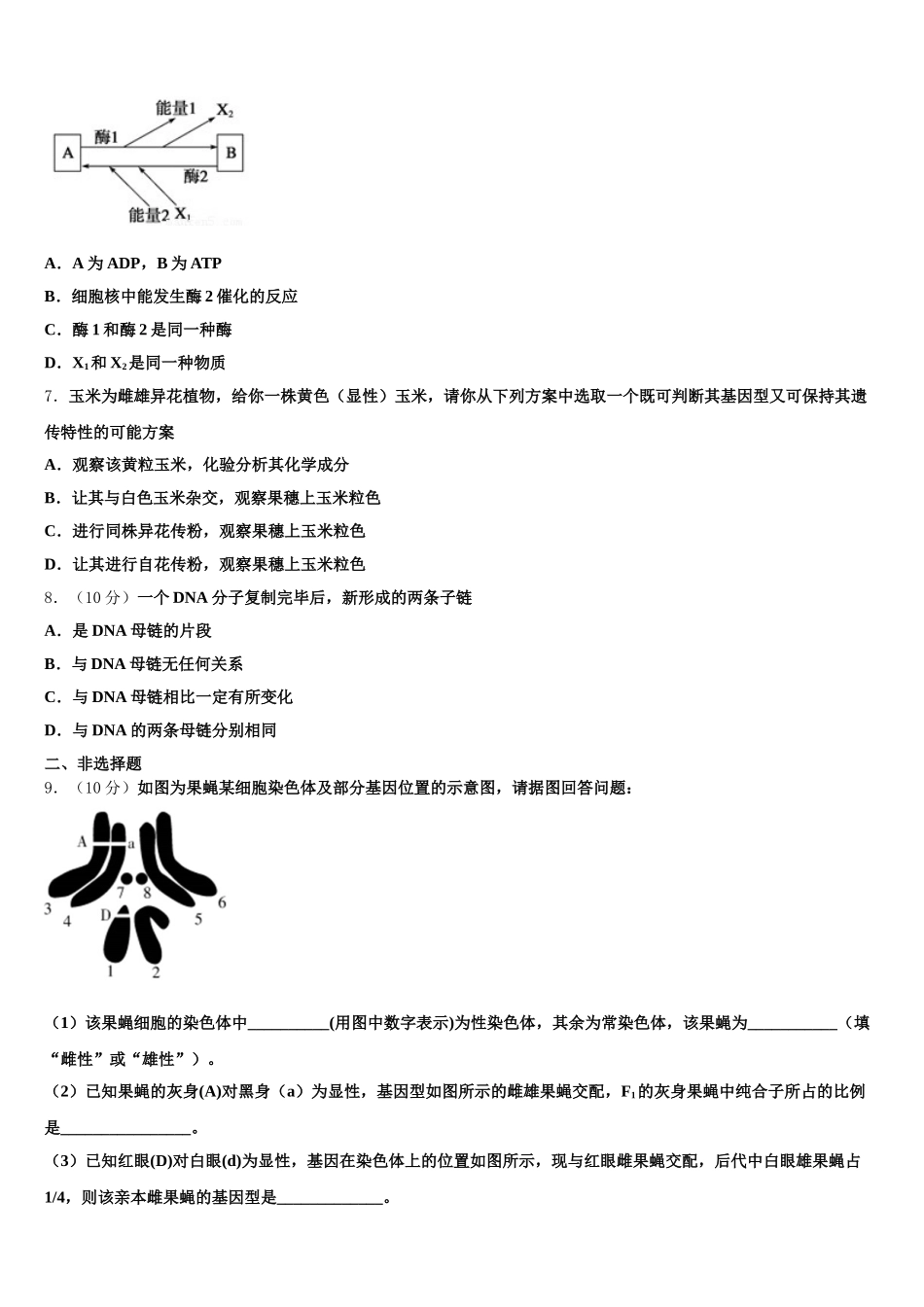 江苏省上饶市“山江湖”协作体2025年高一下生物期末达标检测试题含解析_第2页
