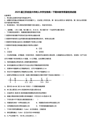 2025届江苏省宜兴市树人中学生物高一下期末教学质量检测试题含解析