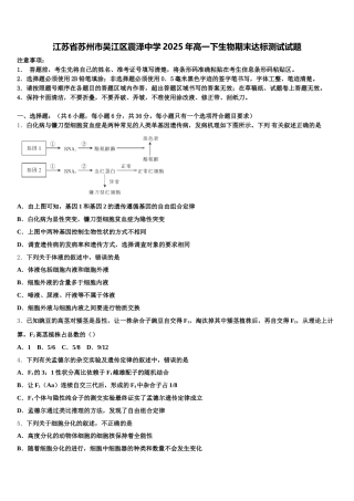 江苏省苏州市吴江区震泽中学2025年高一下生物期末达标测试试题含解析