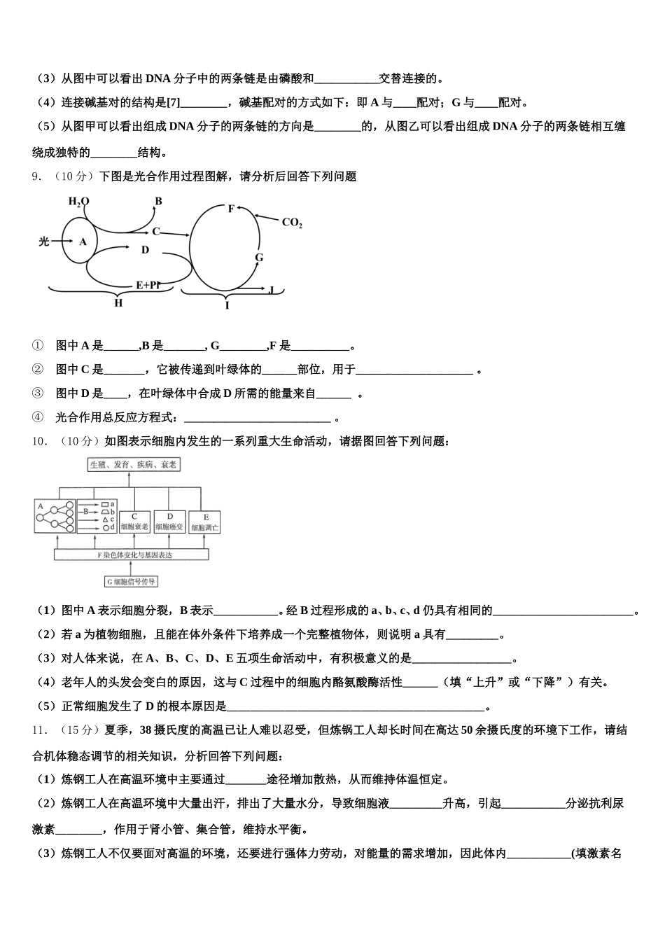 江苏省射阳县实验初中2025届高一生物第二学期期末学业质量监测模拟试题含解析_第3页