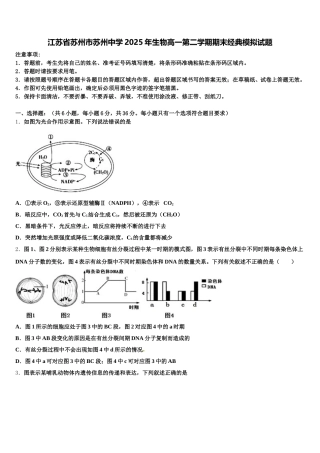 江苏省苏州市苏州中学2025年生物高一第二学期期末经典模拟试题含解析