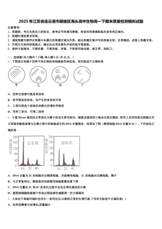 2025年江苏省连云港市赣榆区海头高中生物高一下期末质量检测模拟试题含解析