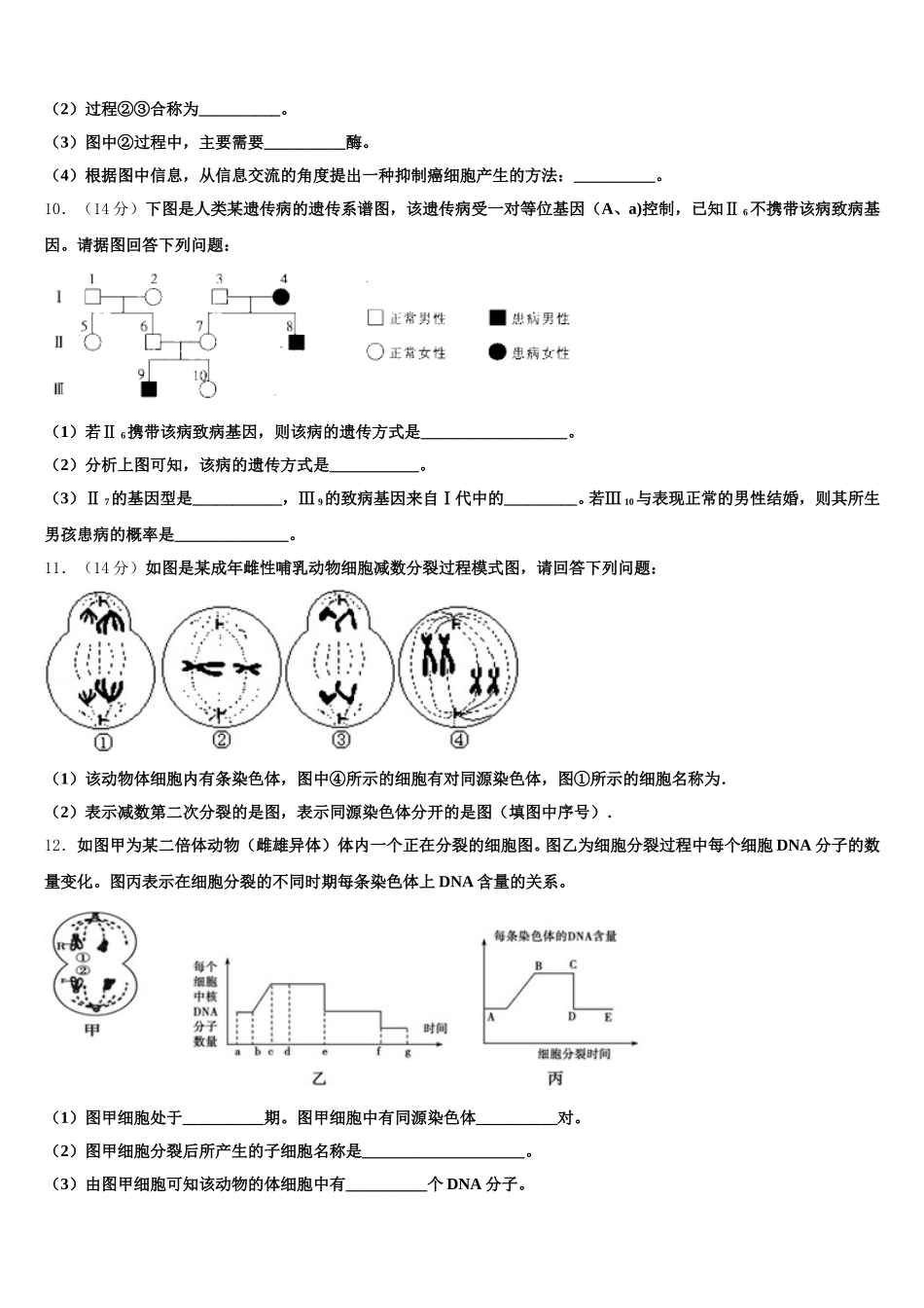 2025届江苏省无锡市前洲中学高一下生物期末学业质量监测模拟试题含解析_第3页