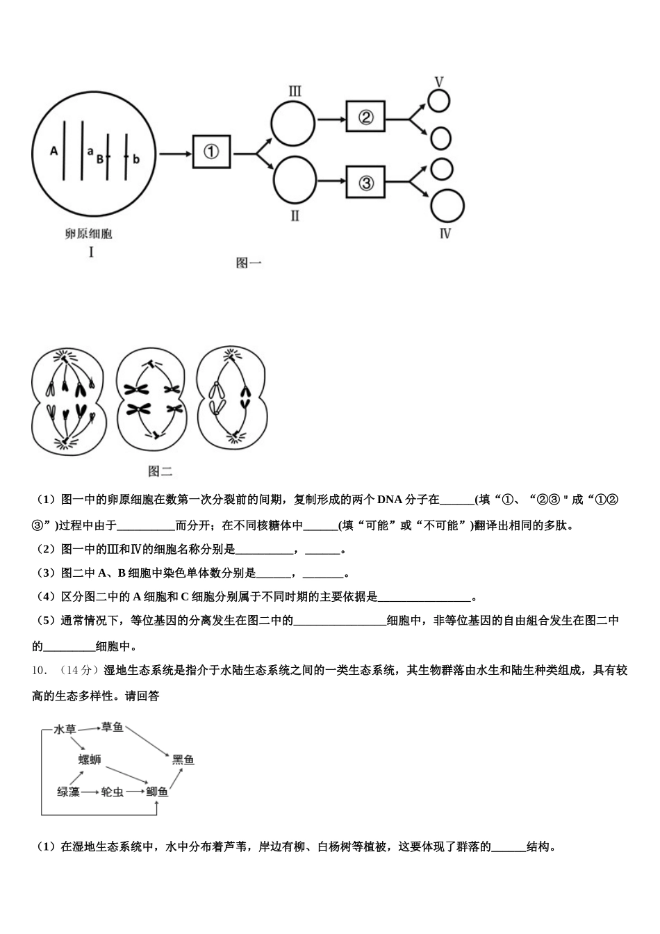2024-2025学年江苏省无锡市第一中学生物高一第二学期期末监测试题含解析_第3页