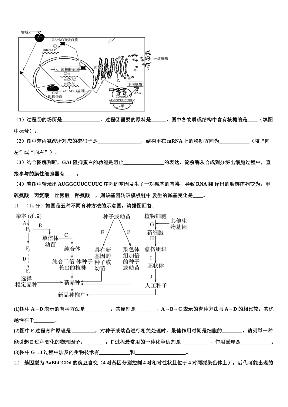 2025年江苏省启东中学高一生物第二学期期末综合测试试题含解析_第3页