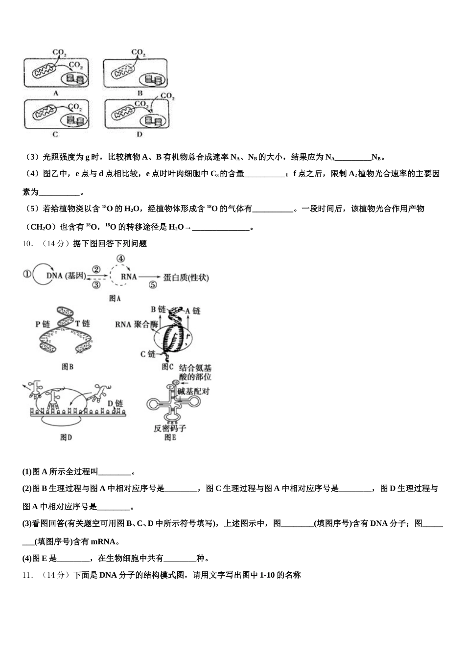 2025年江苏省连云港市赣榆区生物高一下期末检测试题含解析_第3页