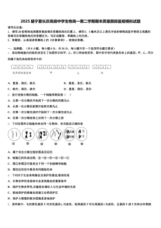 2025届宁夏长庆高级中学生物高一第二学期期末质量跟踪监视模拟试题含解析