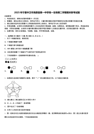 2025年宁夏中卫市海原县第一中学高一生物第二学期期末联考试题含解析