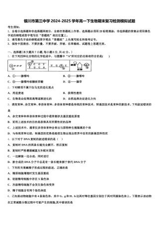 银川市第三中学2024-2025学年高一下生物期末复习检测模拟试题含解析
