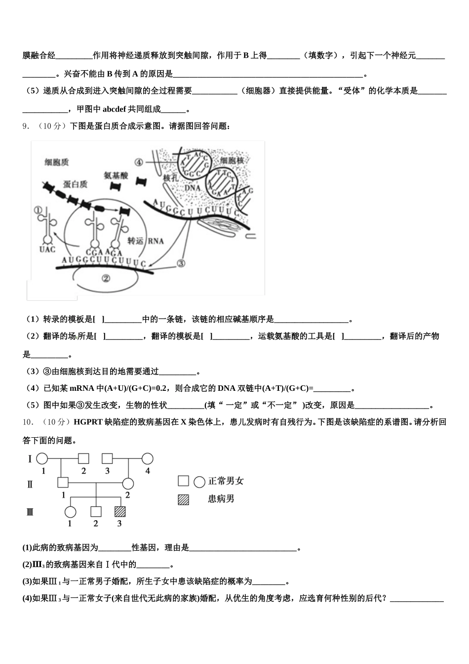 宁夏吴忠市盐池高级中学2025届高一下生物期末统考试题含解析_第3页