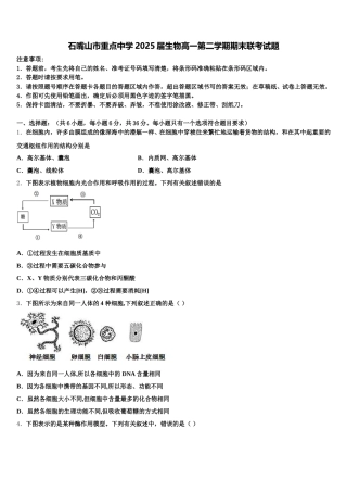 石嘴山市重点中学2025届生物高一第二学期期末联考试题含解析