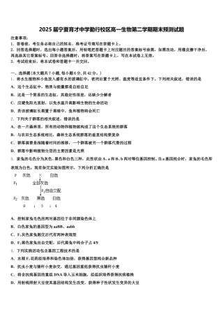 2025届宁夏育才中学勤行校区高一生物第二学期期末预测试题含解析