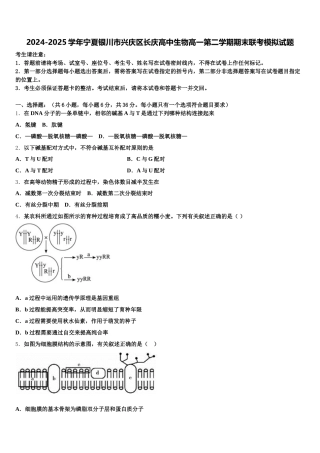 2024-2025学年宁夏银川市兴庆区长庆高中生物高一第二学期期末联考模拟试题含解析